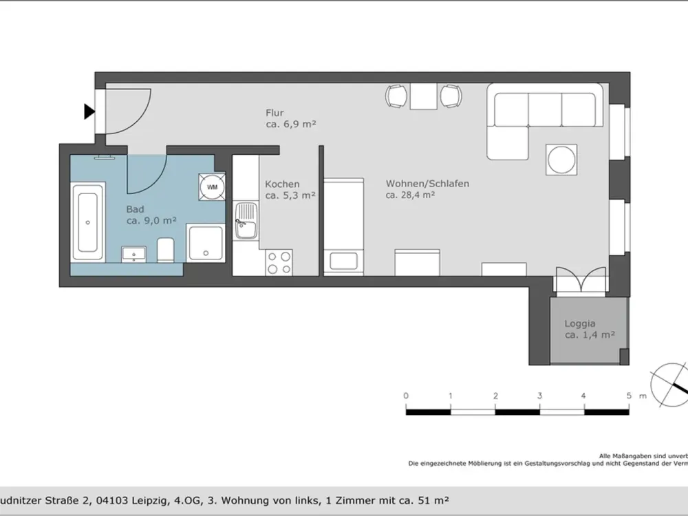 More Living Quality in a Compact Space, Modern 1-Room Apartment with Comfort Bathroom