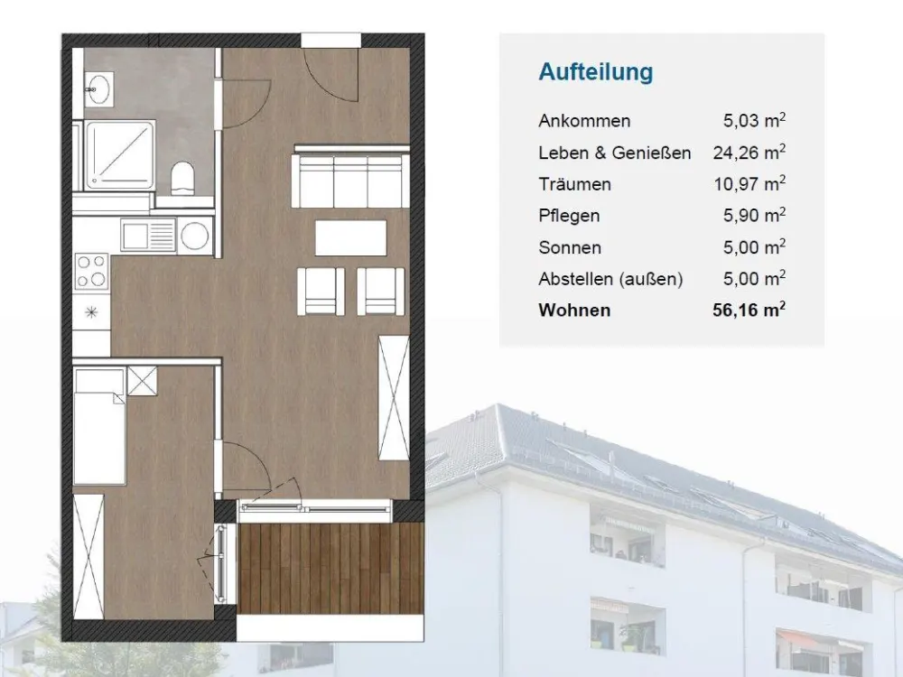 Komfortabel wohnen im Alter, 2-Raum-Wohnung mit Service & Pflegeoption