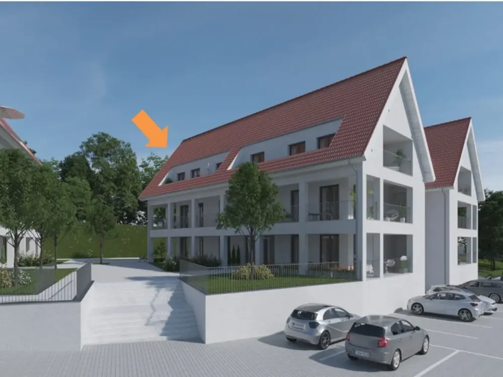 Neckartailfingen (W1.12): Stylish 3-Room Attic Apartment with High-Quality Fitted Kitchen and Corner Balcony