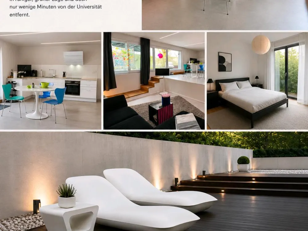 Bauhaus Stil Appartment möbiliert mit Terrasse in Paderborn