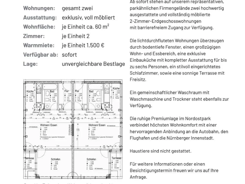 Exklusives, voll möbliertes Wohnen im Nürnberger Nordostpark