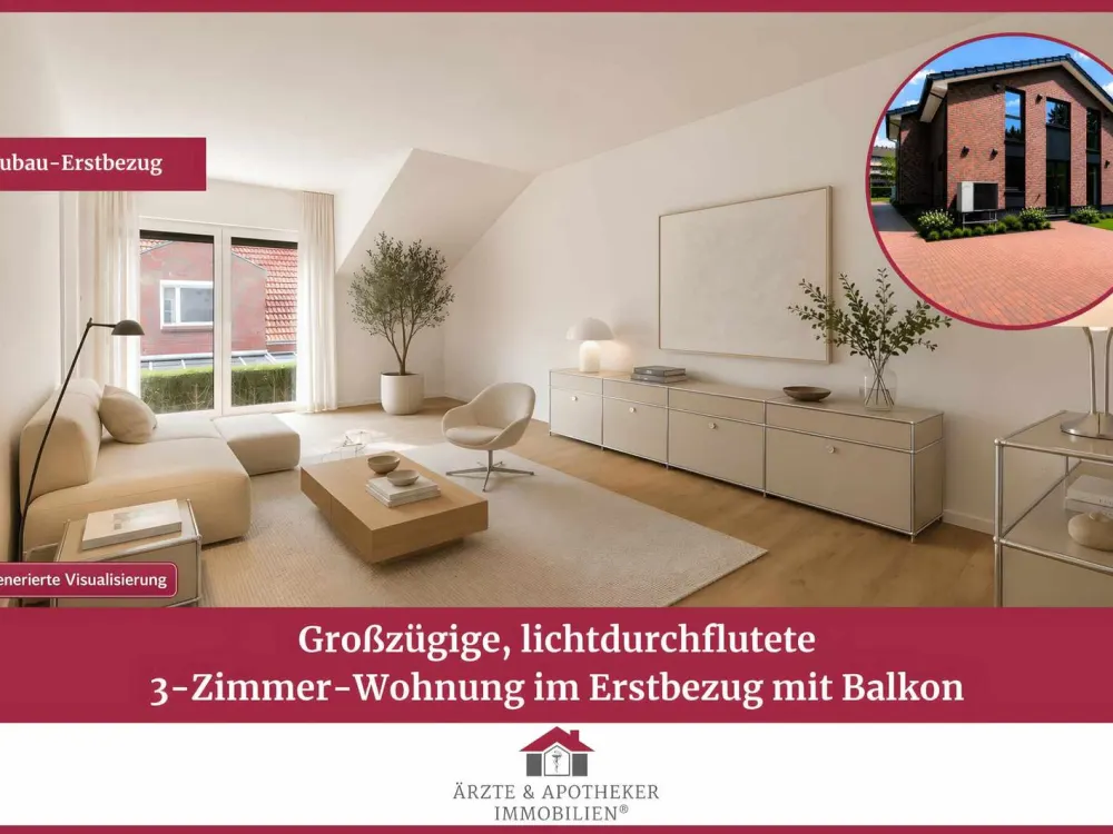Lichtdurchflutete 3-Zimmer-Neubauwohnung mit Balkon!
