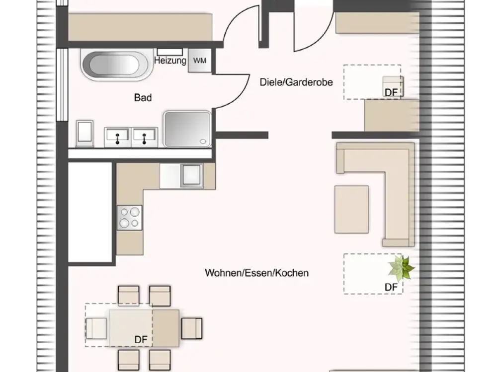 Neubau-Wohnung mit großen Wohn-/Esszimmer, hochw. Bad, Aufzug und Stellplatz