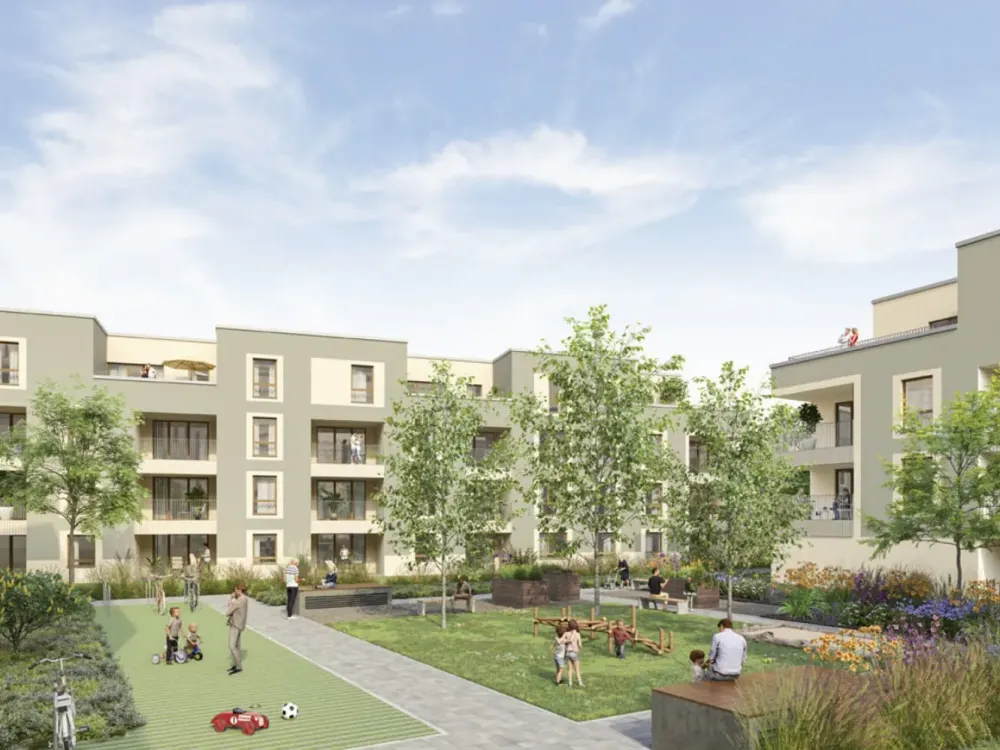 Neues Lebensgefühl in ruhiger Lage! Erstbezug: 4-Zi-Whg mit Loggia, 2 Bädern, Top-ÖPNV-Nähe u. KfW40