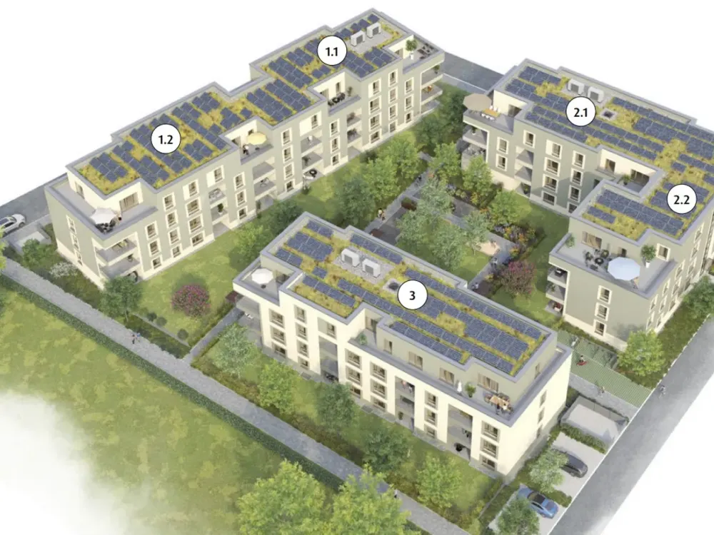 Neues Lebensgefühl in ruhiger Lage! Erstbezug: 4-Zi-Whg mit Loggia, 2 Bädern, Top-ÖPNV-Nähe u. KfW40
