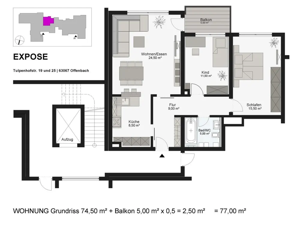 3 ZIMMERWOHNUNG IN ABSOLUTER BESTLAGE OFFENBACH WESTEND