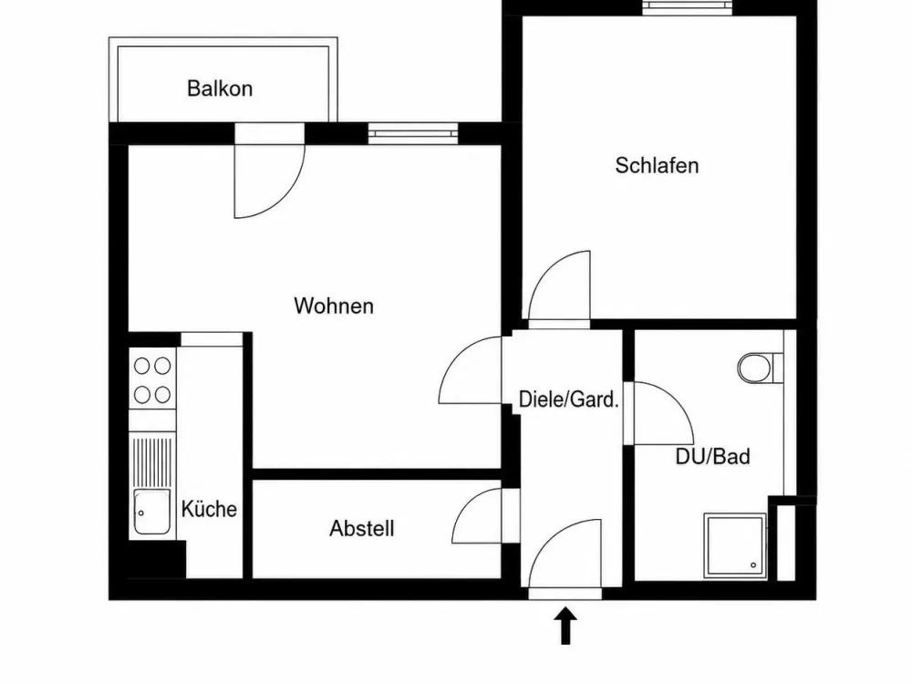 2-Zi.-Wohnung mit West-Balkon, Einbauküche und Stellplatz