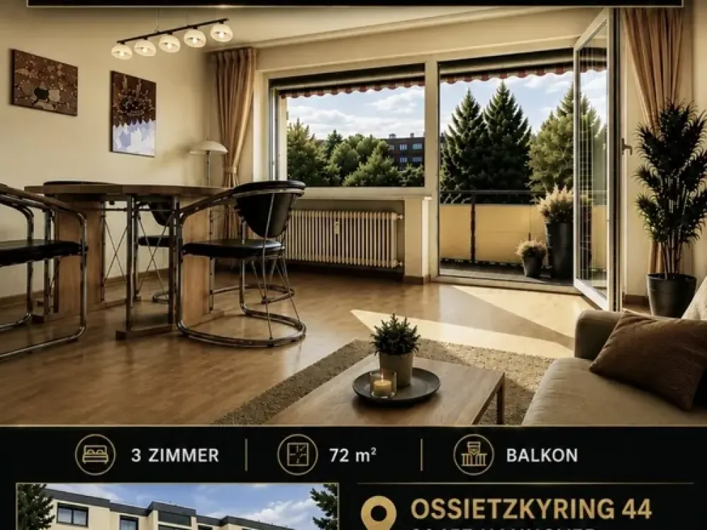 Voll möblierte 3 Zimmer Wohnung in Mühlenberg. Ruhiges Haus mit nur 6 Wohnungen.