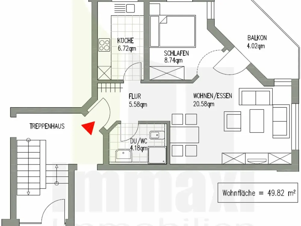 MARKKLEEBERG + 2 ZIMMER + ERDGESCHOSS + BALKON + STELLPLATZ TG