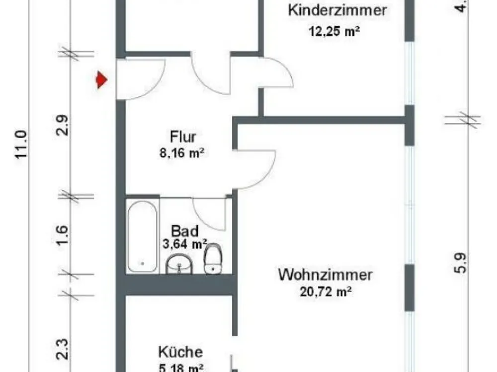 gut ausgestattete 3-Zimmer-Wohnung