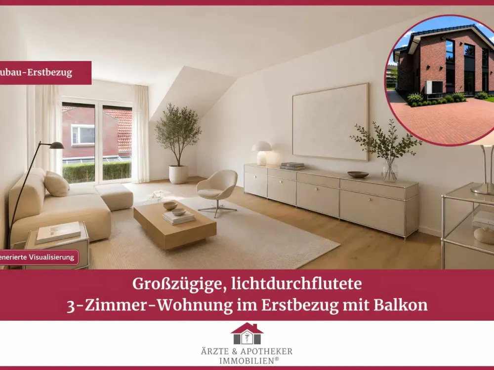 Lichtdurchflutete 3-Zimmer-Neubauwohnung mit Balkon!