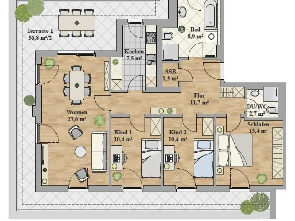 Unique Roof Terrace Meets Stylish Living! Fitted Kitchen!