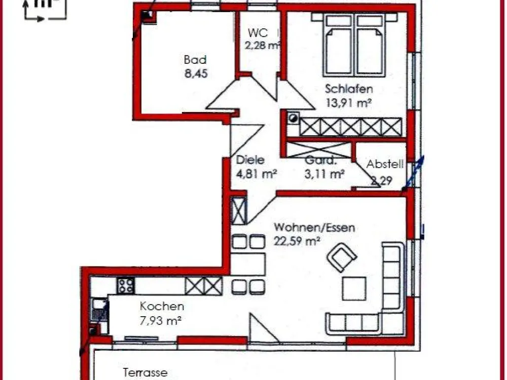 Nürnberg 2 Zimmer Wohnung mit Gartenanteil und Stellplatz