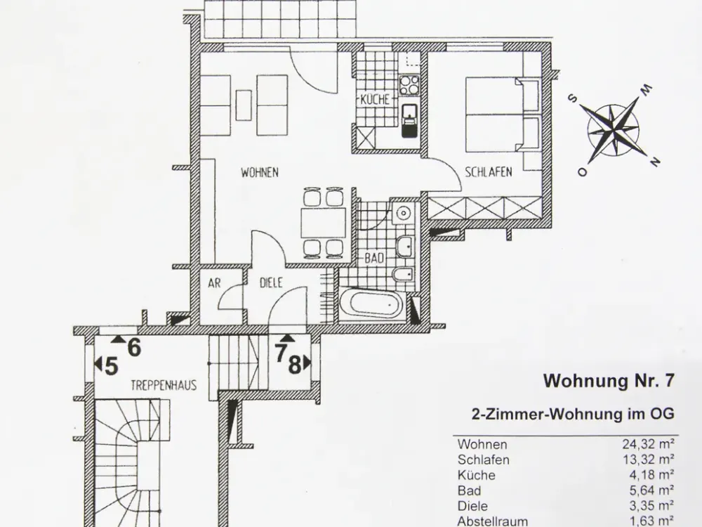 Gepflegte Wohnung mit zwei Zimmern sowie Balkon und Einbauküche in Herzogenaurach