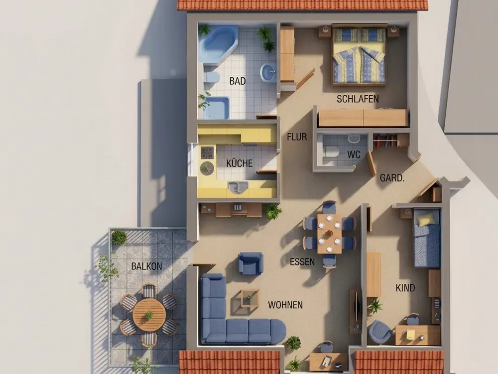 Klimatisierte Dachgeschosswohnung (3,5-Zimmer) in Top-Lage in Marbach am Neckar