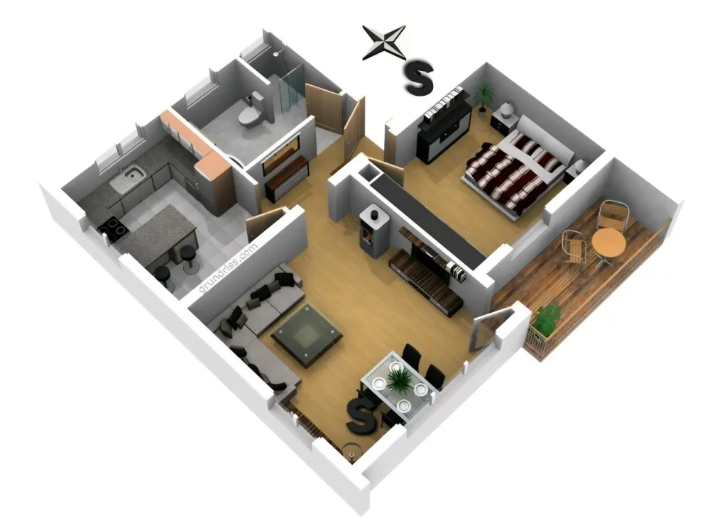 2 Room Apartment with Kitchen and Bathroom in Salem Mimmenhausen