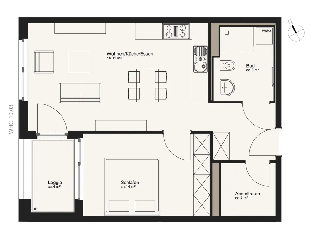 2-Raum Wohnung mit Aussicht