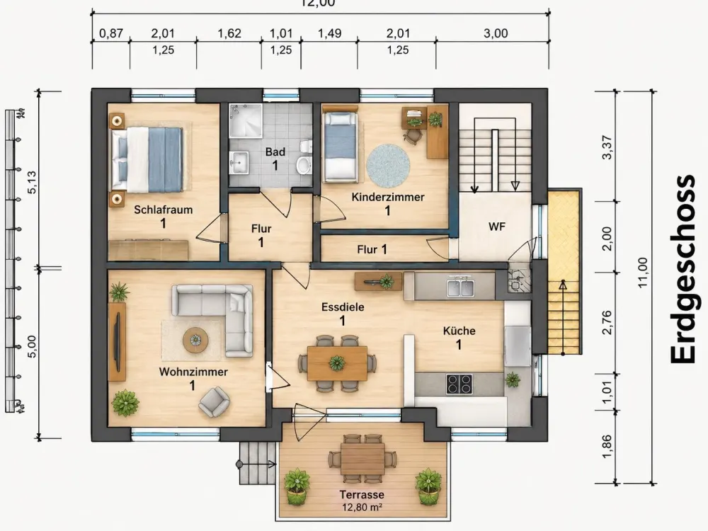 Apartment, 96 sqm, with Terrace and Garden in Finkenwerder
