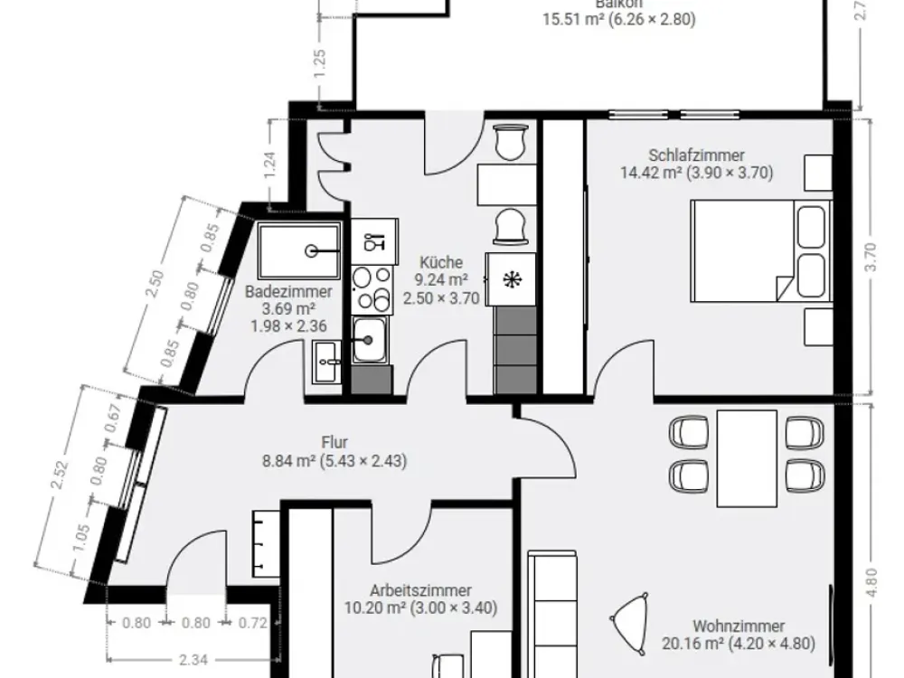 3-Zimmer-Wohnung mit Balkon in Bochum-Mitte