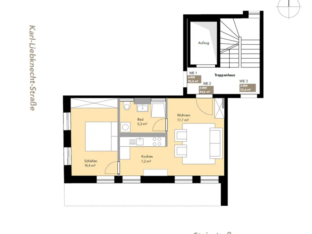 *NEW BUILD* TYPE 2-Room Apartment | 1st - 6th Floor | 45 - 87 m² | Elevator | Cellar | Bicycle Room *Südvorstadt*