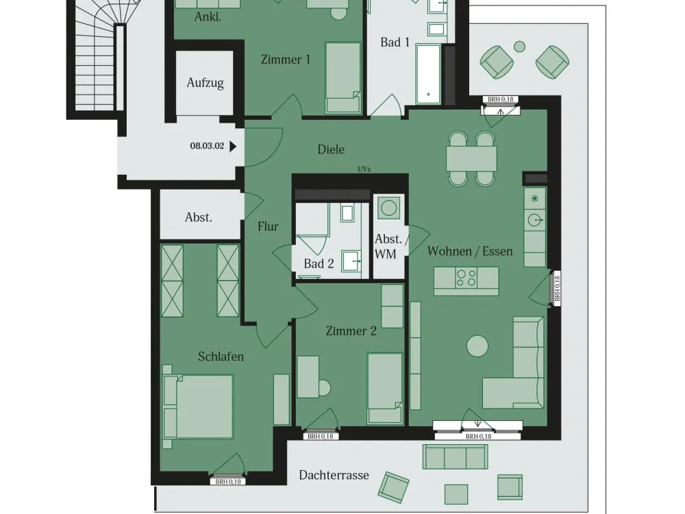 Penthouse der Superlative mit großer Dachterrasse! WE 08.03.02