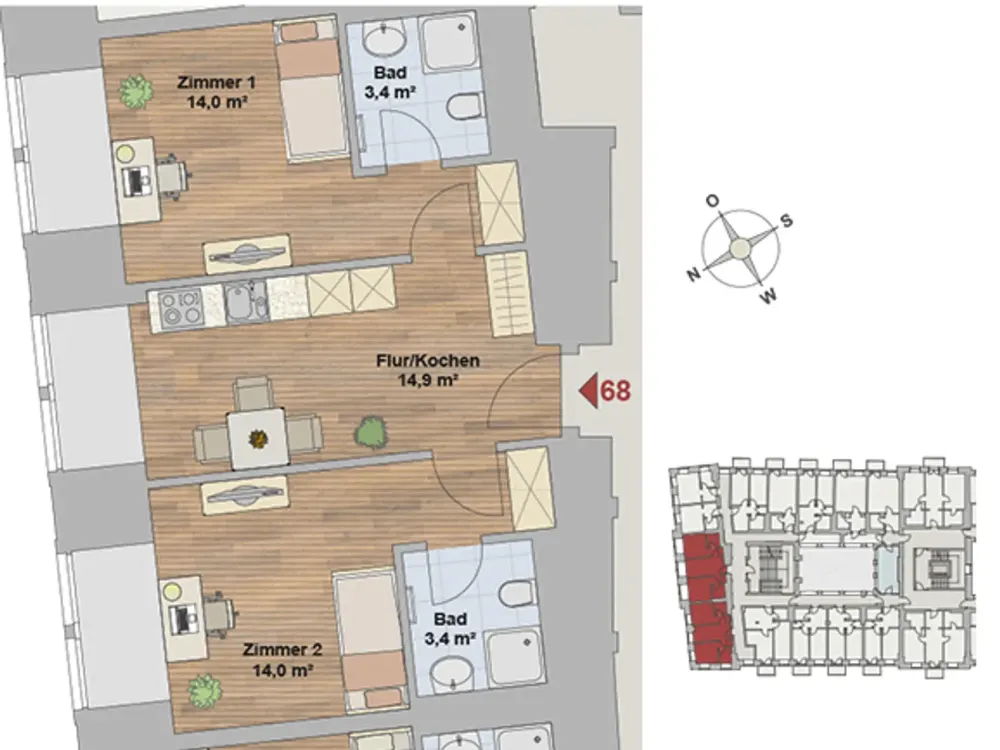 * moderne WG-geeignete 2-Raumwohnung in saniertem Altbau*