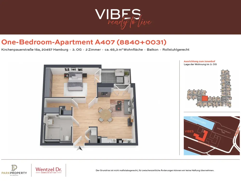 Barrierefreies One-Bedroom-Apartment in der HafenCity - Wentzel Dr.