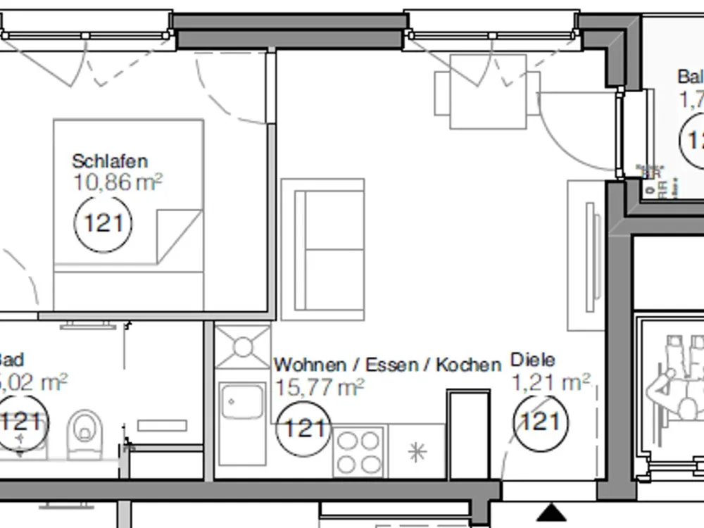 Moderne 2-Zimmer-Wohnung mit Balkon in München