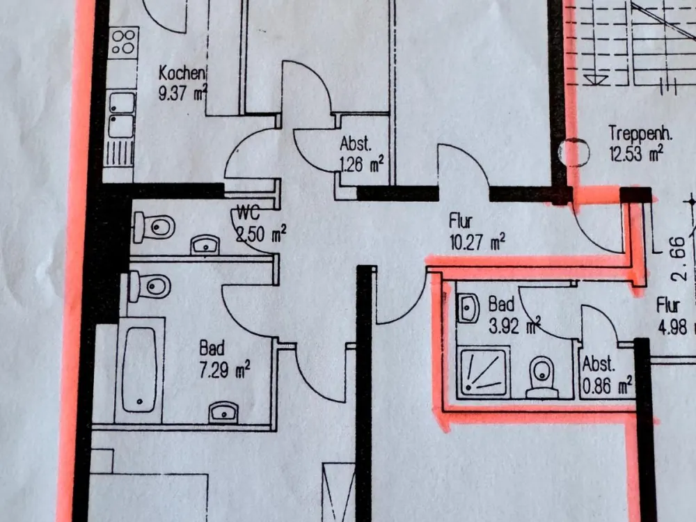 4 Room Apartment with Kitchen and Bathroom 95 sqm Kassel-City Center