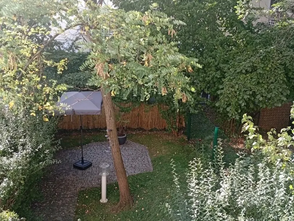 Beautiful, furnished garden apartment, central and quiet, with large garden share
