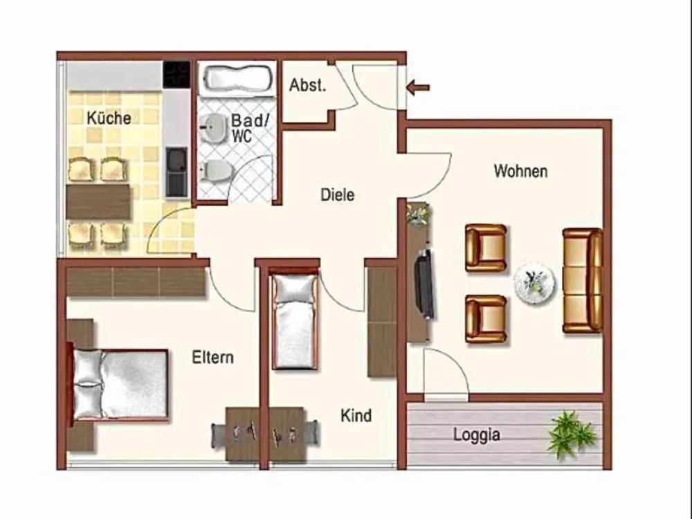 3-Zimmer-Wohnung, komplett renoviert mit Aufzug