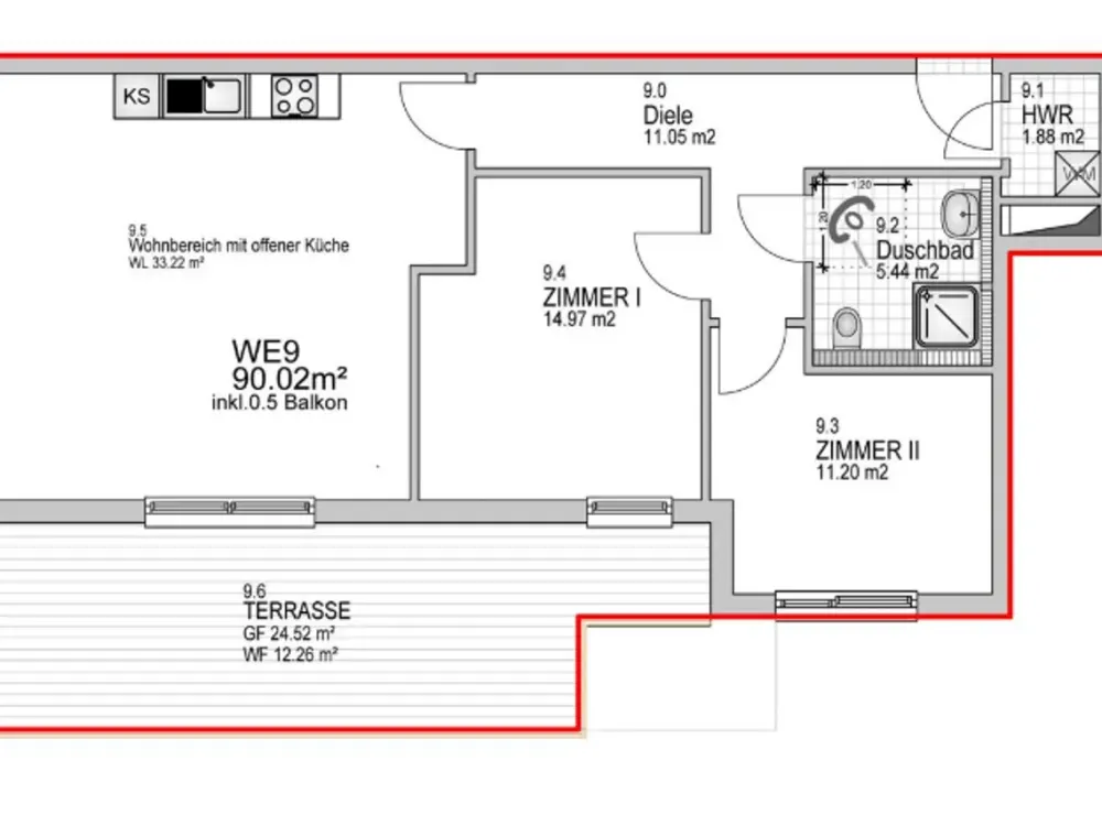 Moderne 3-Zimmer-Wohnung mit großem Balkon in Kurfürstenallee, Schwachhausen