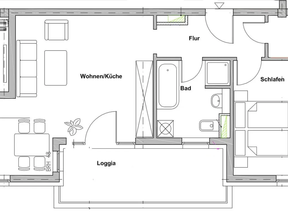 Moderne 2-Raumwohnung mit Balkon im Zentrum