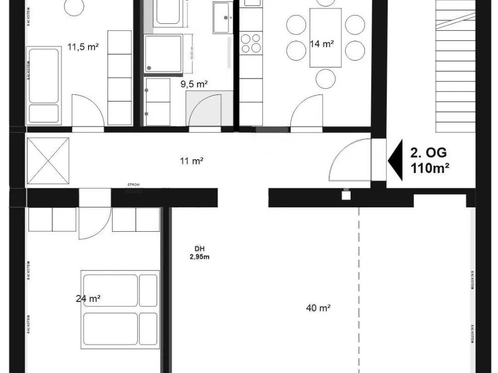 Großzügige 3-Zimmer-Wohnung, 110 m², komplett renoviert