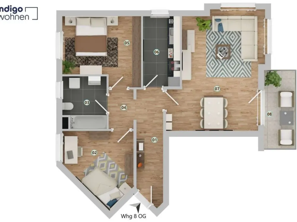 Charming 3-Room Apartment with Balcony in a Quiet Location