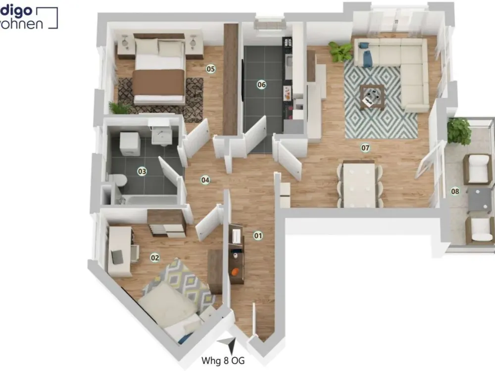 Charming 3-Room Apartment with Balcony in a Quiet Location