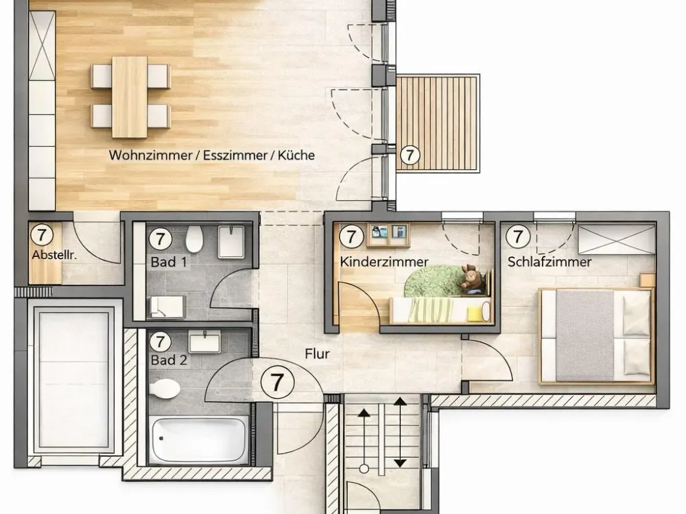 3-Zimmer | 69 m² | Einbauküche | Klimaanlage | Neubau Erstbezug