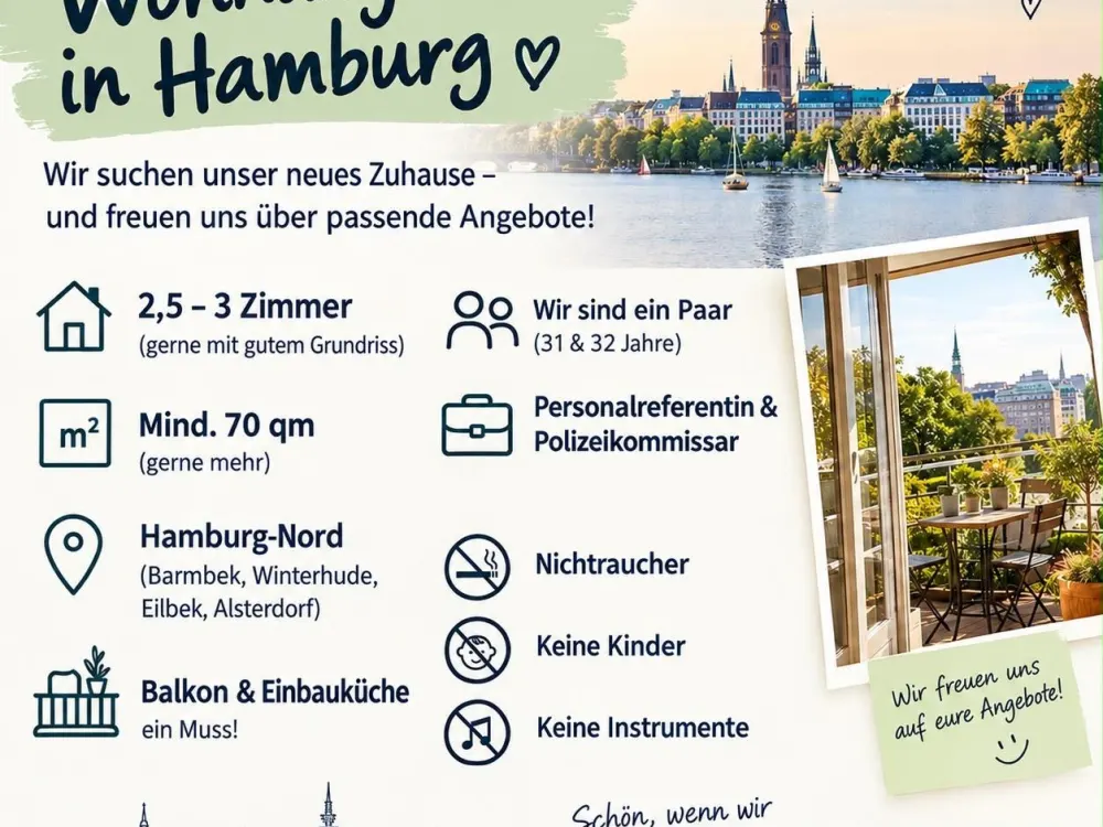 Friendly Couple Looking for Shared Apartment in Hamburg-Nord
