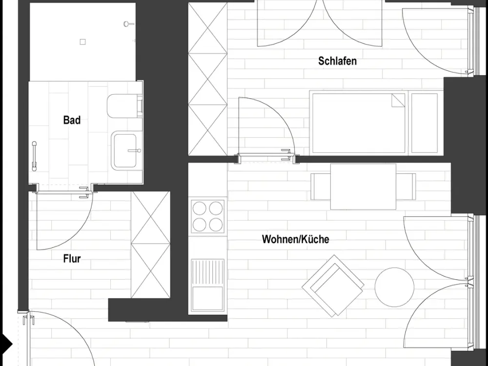 Sanierte 2-Zimmer Wohnung in Flingerns Herzstück (WE 1.06) | mit EBK!