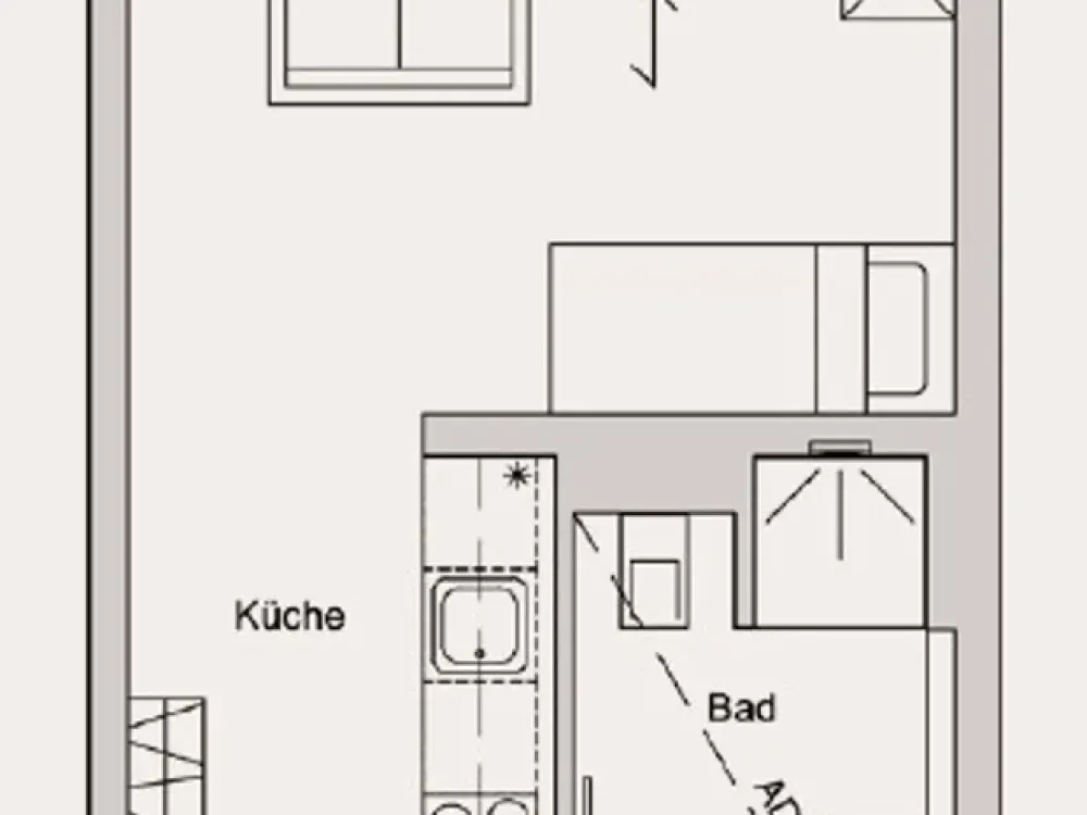 Your new home: individual 1-room single apartment with fitted kitchen in a central location