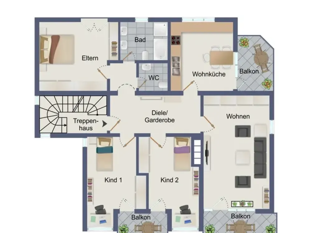 Großzügige 4-Zimmer-Wohnung mit mehreren Balkonen in ruhiger Lage von Rodgau-Jügesheim