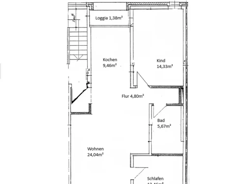 3-Zimmer-Wohnung mit 78 m², kernsaniert, Balkone & Tiefgaragenstellplatz