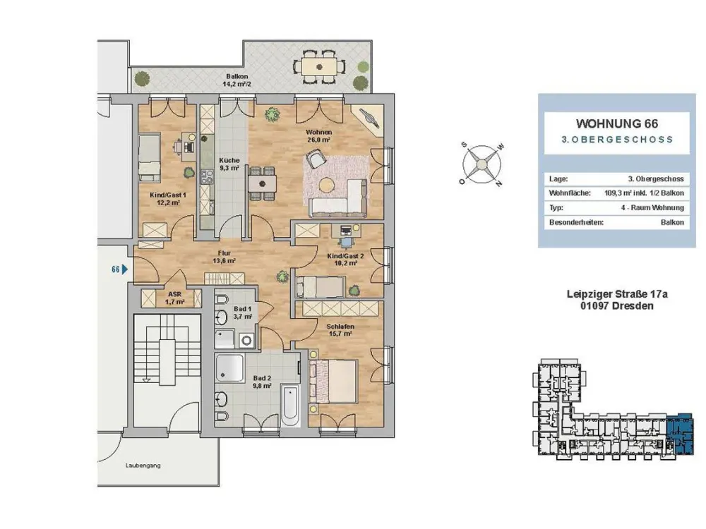 Exklusives Wohnen in der Dresdner Hafencity, 4 Zimmer mit traumhaftem Elbblick
