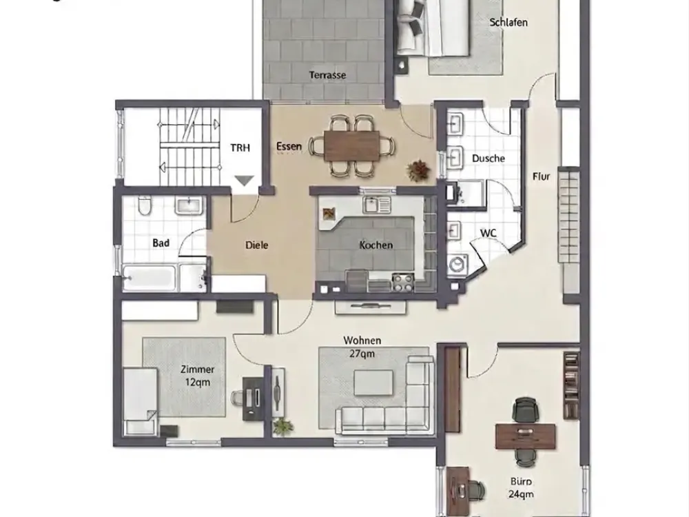 5-Zimmer-Wohnung möbliert, inkl großem Garten, auch WG