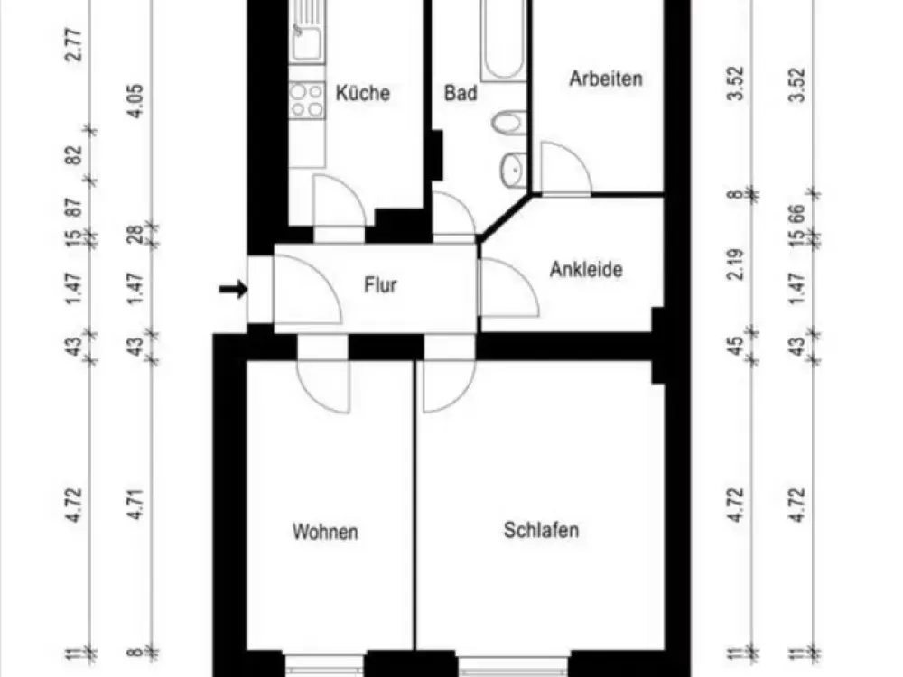 schöne sanierte 3-Zi-Wohnung Altbau in zentraler Lage