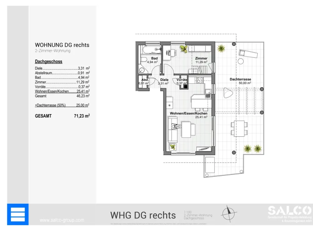 Zentral gelegene luxuriöse 2-Zi. Wohnung in Langen mit traumhafter Sonnenterasse!