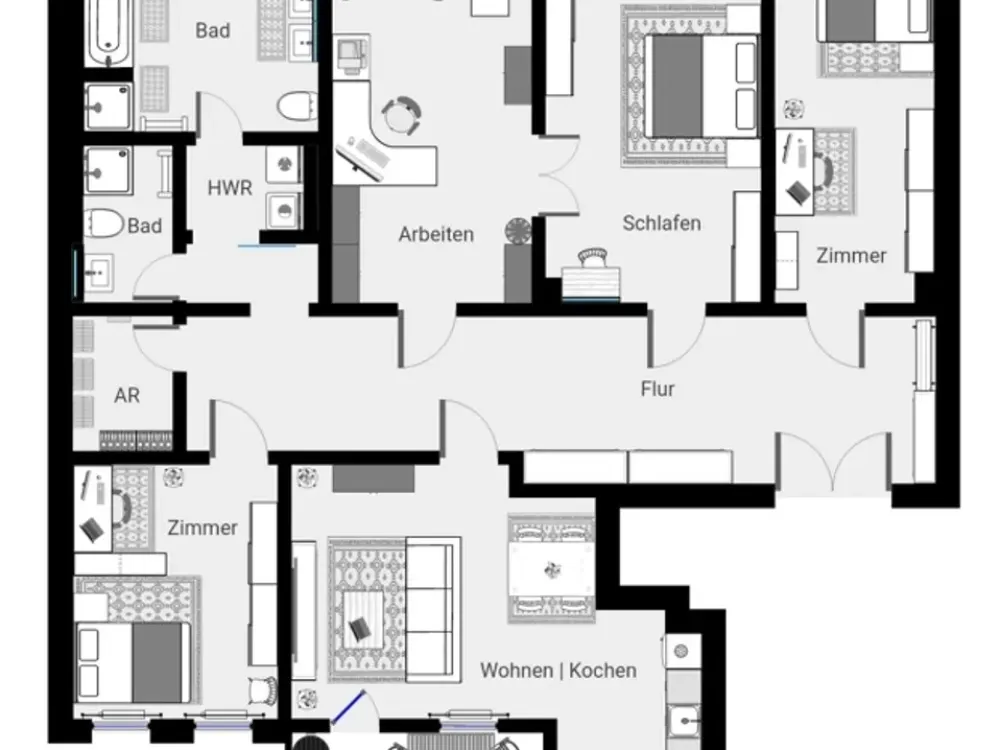 Elegant Family Apartment with High-Quality Features | Eat-in Kitchen | Floorboards | Wooden Doors