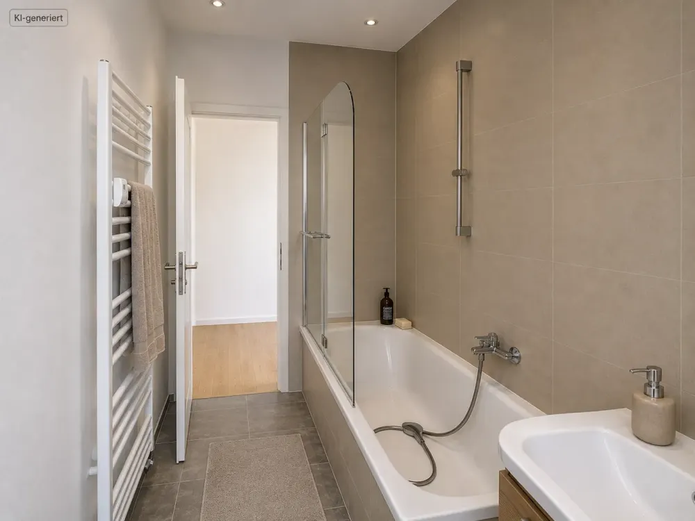 Bright 3-Room Apartment with Built-in Kitchen and Bathroom with Underfloor Heating Including Parking Space