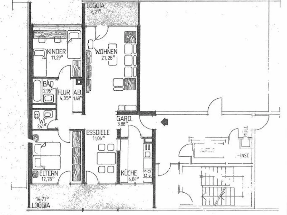 3 Zimmer Wohnung 90qm