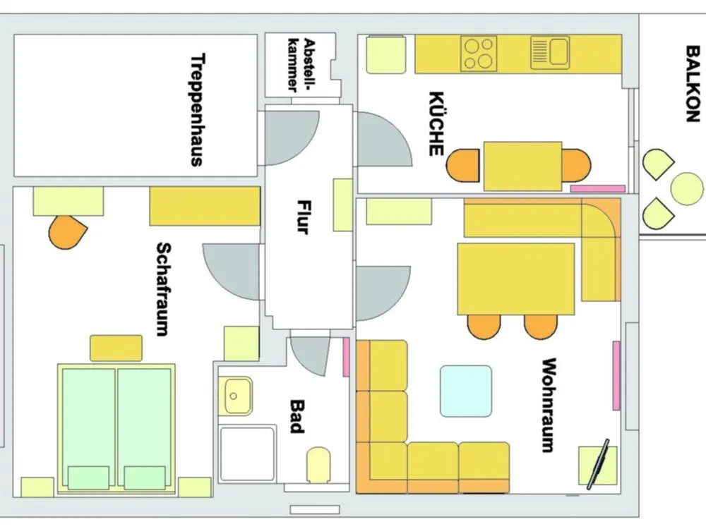 Moderne, voll möblierte 2,5-Zi-Wohnung mit Balkon in ruhiger Lage